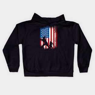 Baseball Lover American Flag Baseball Kids Hoodie